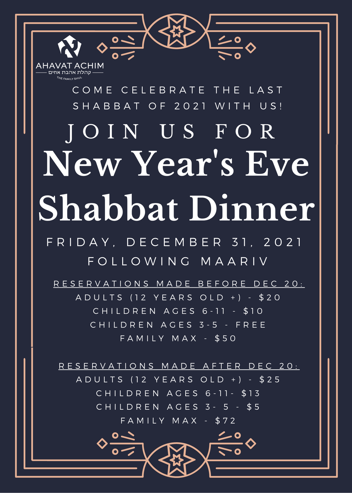 New Year's Eve Shabbat Dinner