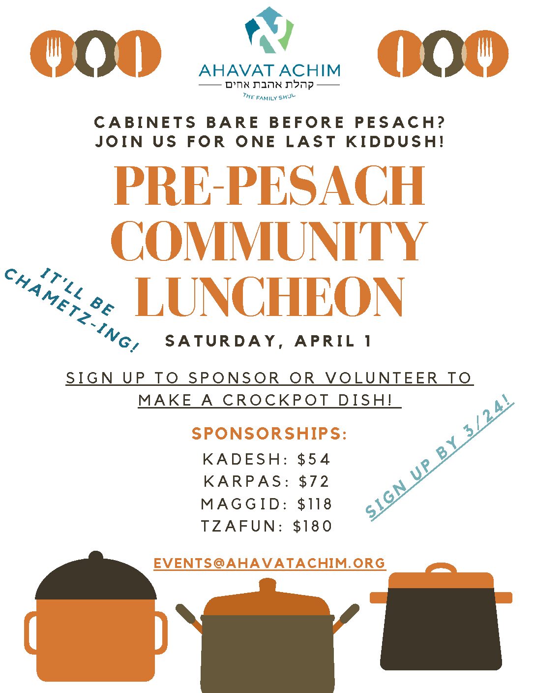 PRE-PESACH COMMUNITY LUNCHEON