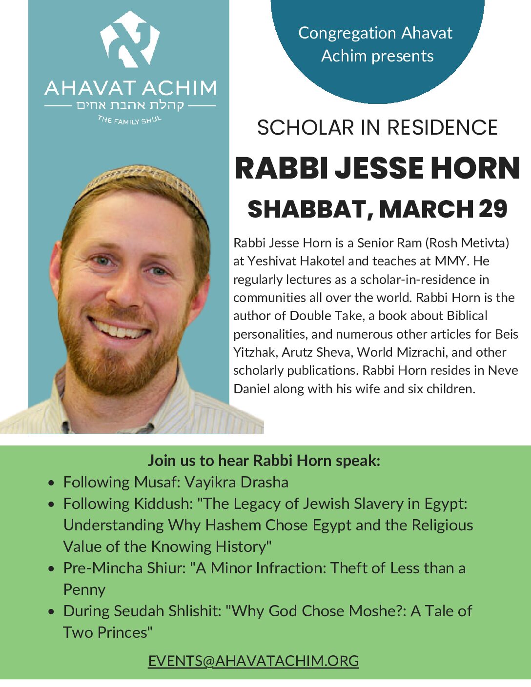 Rabbi Jesse Horn | Congregation Ahavat Achim - Bergen County Modern ...