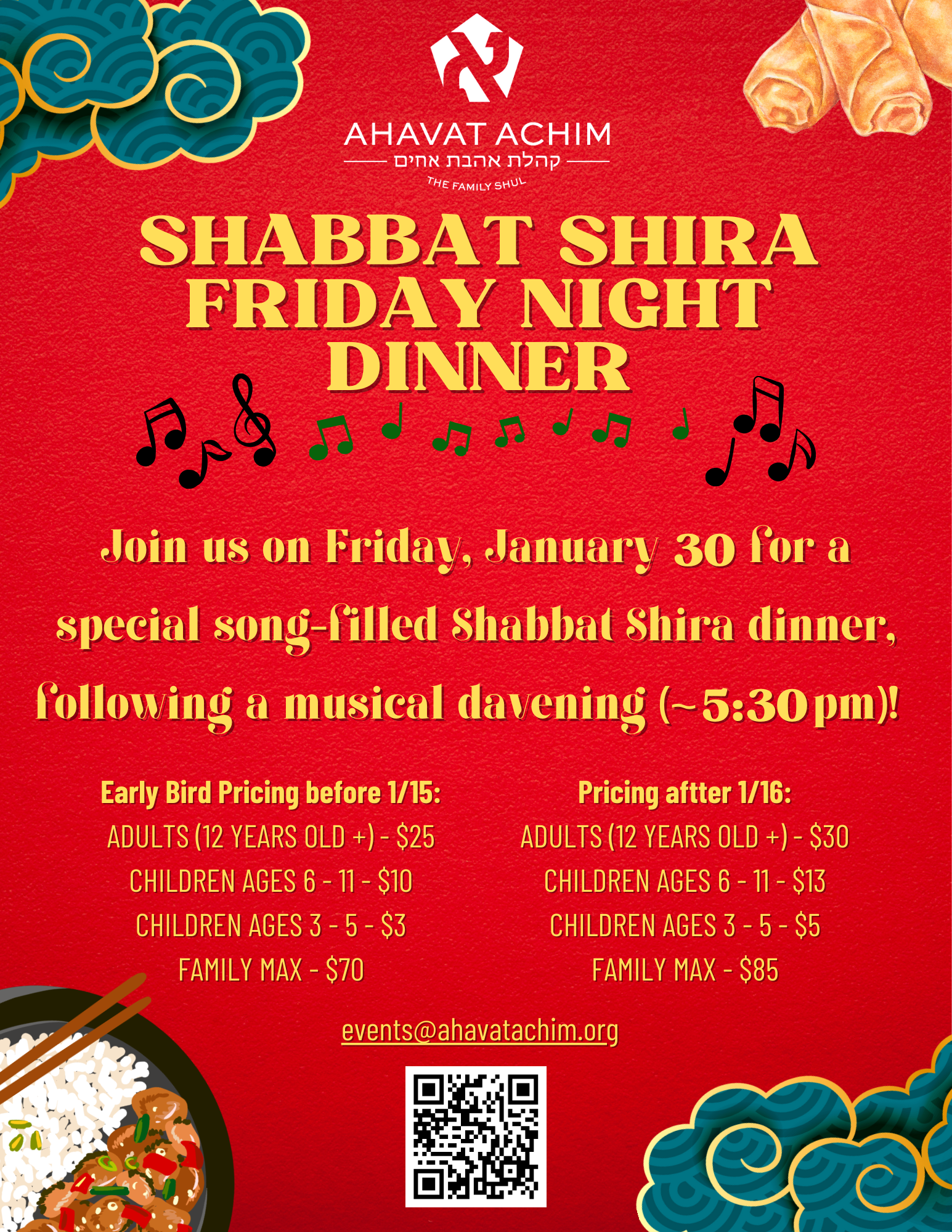 Shabbat Shira Friday Night Dinner